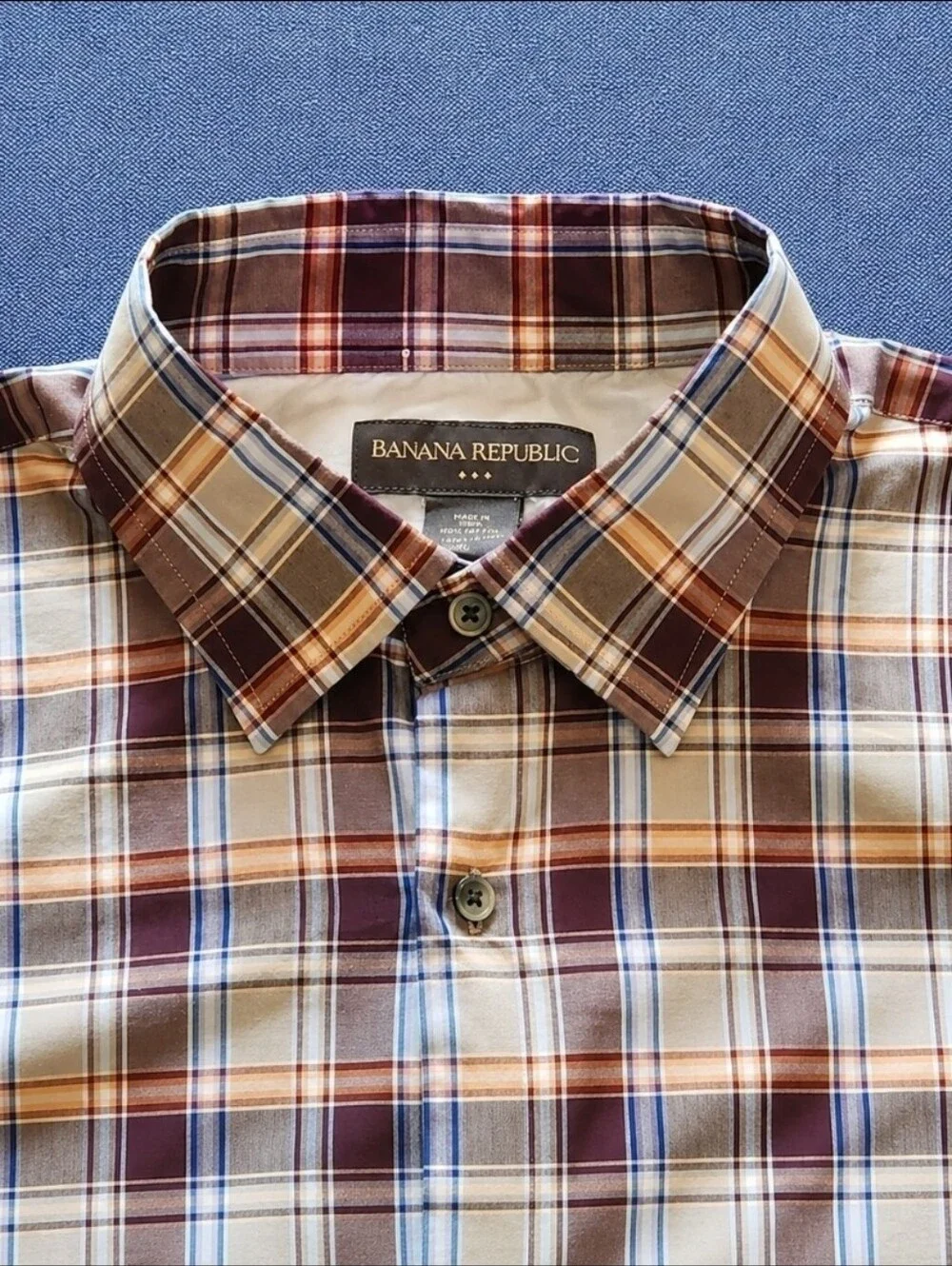 Vintage 2006 Banana Republic XL Plaid Button Down Shirt NWT 100% Cotton